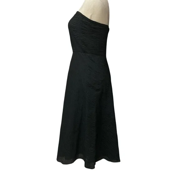J. CREW Women's‎ Strapless Textured Midi A-Line Dress Size 2 Black Formal Party - Picture 5 of 15